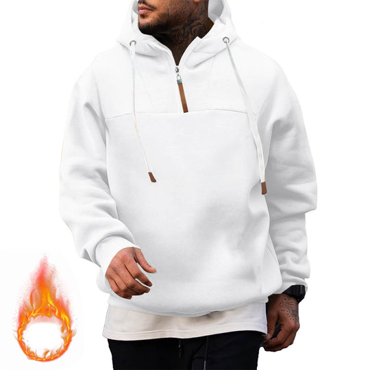 Herren Fleece-Halbzip-Hoodie mit Kapuze, Kordelzug und elastischen Bündchen Shop Nory