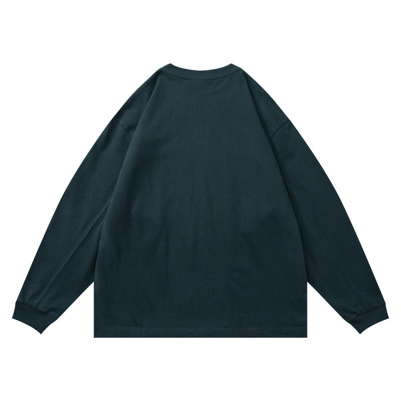 Unisex Oversize-Langarmshirt aus Baumwollmix mit geripptem Rundhals und dezenter Brustapplikation Shop Nory