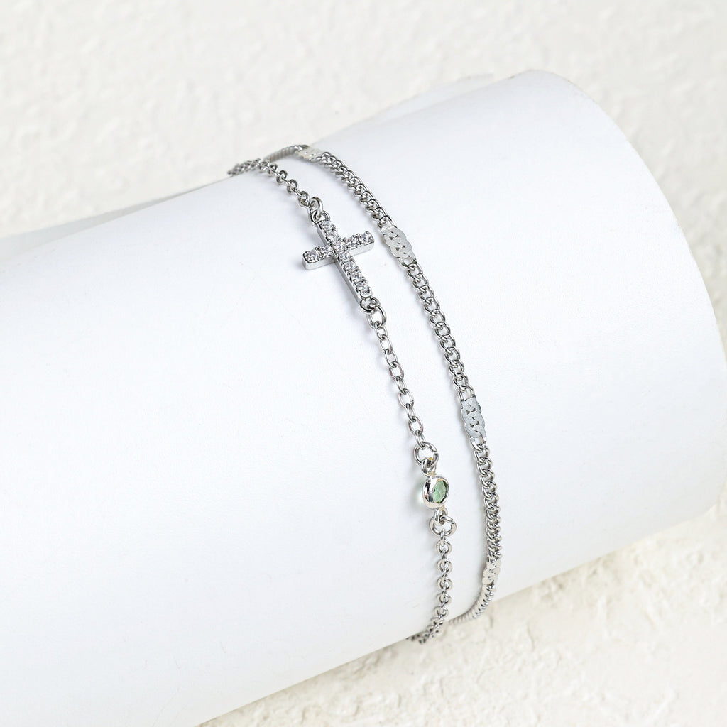 Damenarmband mit christlichem Kreuz und funkelnden Strasssteinen Shop Nory