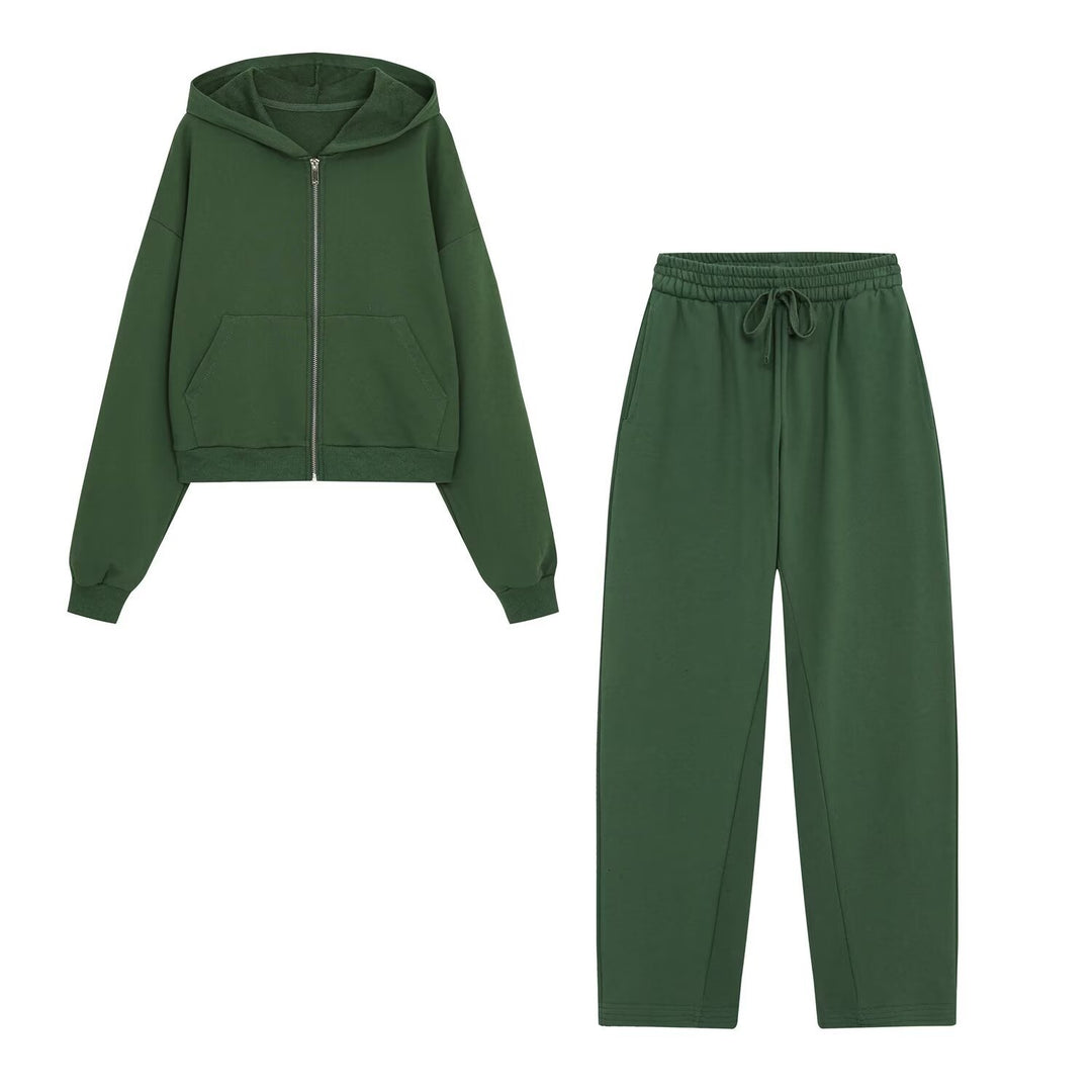 Damen Cropped Kapuzenjacke mit durchgehendem Reißverschluss und Kängurutaschen Shop Nory
