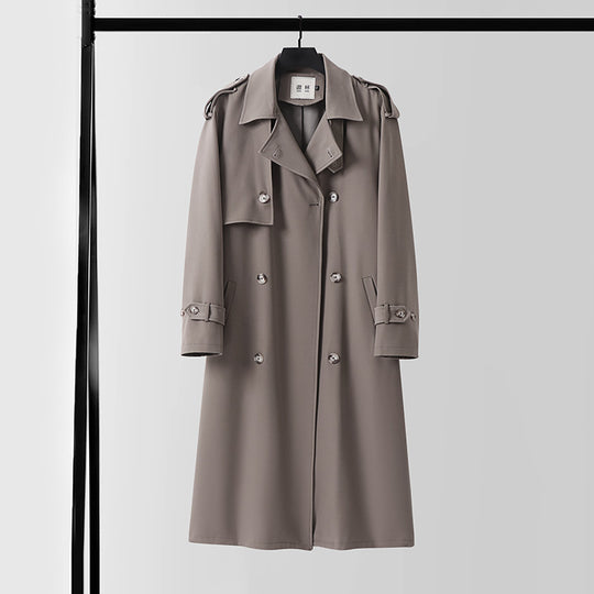 Herren Knielanger doppelreihiger Trenchcoat mit Epauletten, Sturmklappe und Manschettenriegel Shop Nory