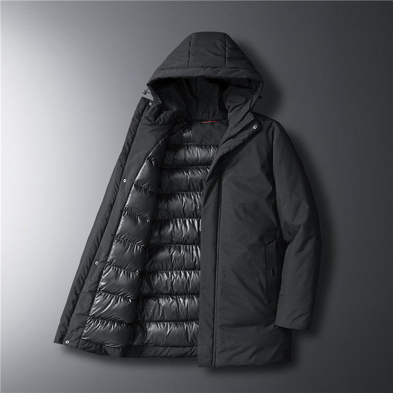 Herren moderner Urban-Longparka mit versteckter Reißverschlussblende und ergonomischer Kapuze Shop Nory