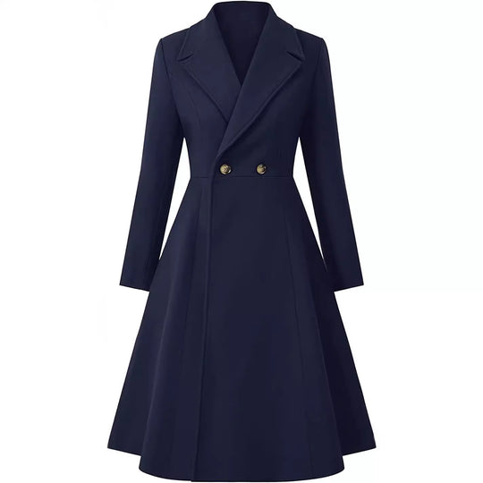 Damen Tailliertes Mantelkleid im A‑Linien‑Tailoring aus Wollmix mit schmaler Taille und ausgestelltem Rock Shop Nory