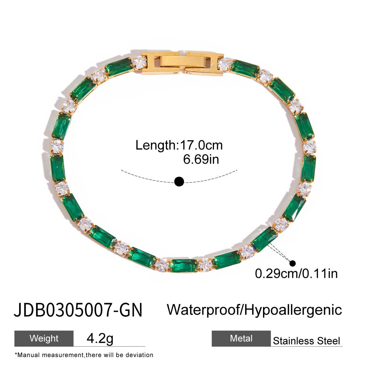 Damen Armband mit funkelnden Zirkonia und grünem Kristall-Design Shop Nory