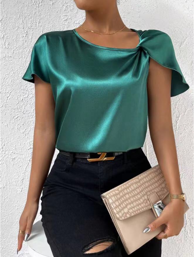 Damen Elegantes Top mit asymmetrischem Schnitt und feinem Glanz