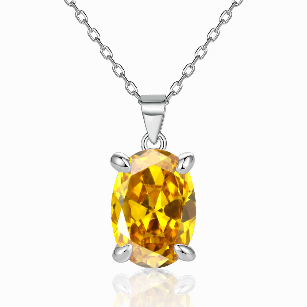Damen Anhänger-Halskette mit ovalem, tiefgrünen Edelstein und hochwertiger Silberfassung Shop Nory