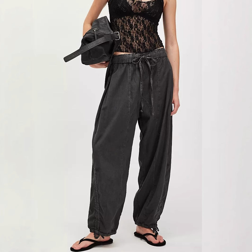 Damen Lockere Jogginghose mit Tunnelzugbund, Kordel-Saum und Raffung Shop Nory
