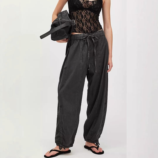Damen Lockere Jogginghose mit Tunnelzugbund, Kordel-Saum und Raffung Shop Nory