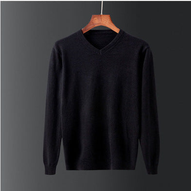 Herren eleganter V-Ausschnitt Pullover aus feiner Wolle
