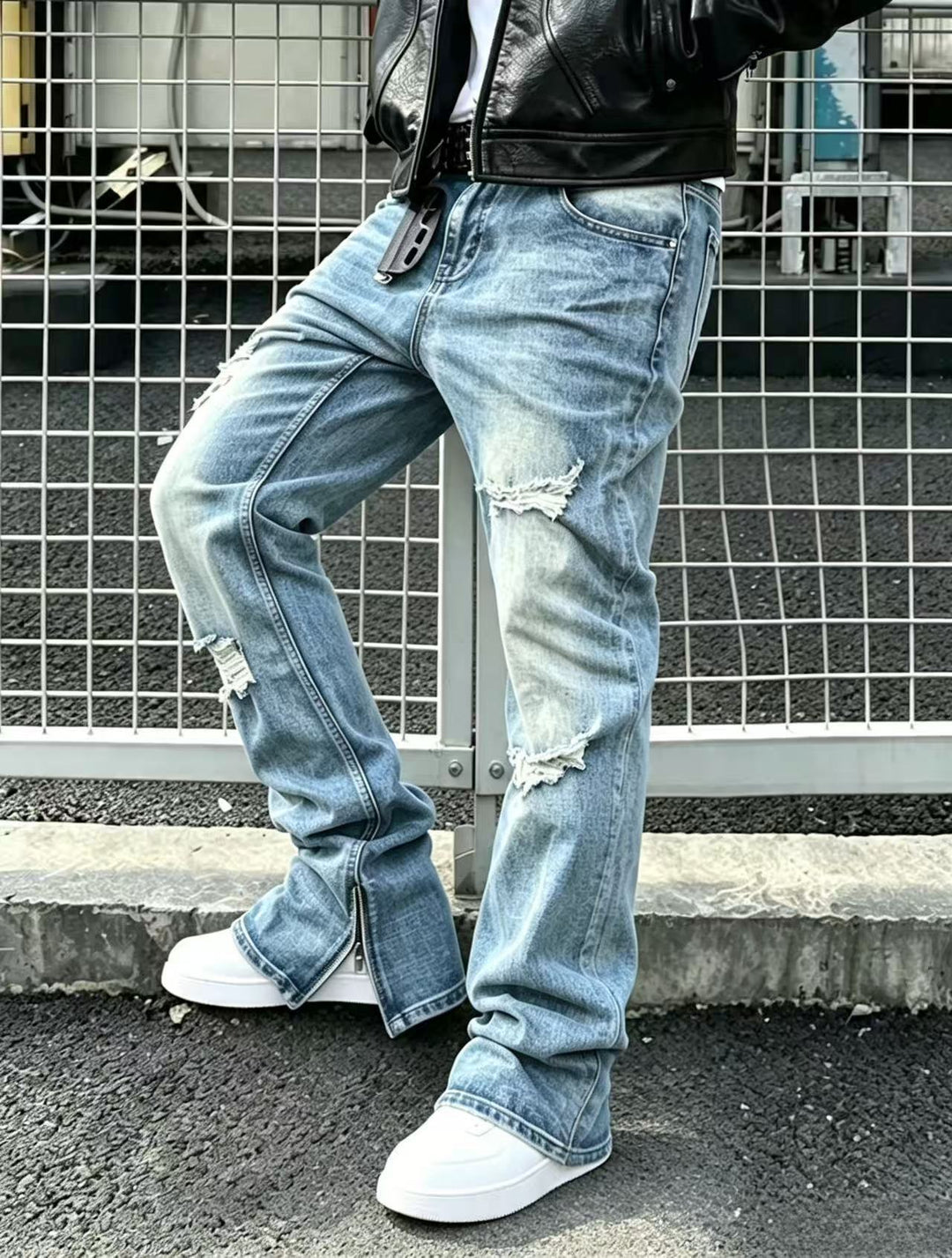 Herren Flared Jeans mit Reißverschluss Shop Nory