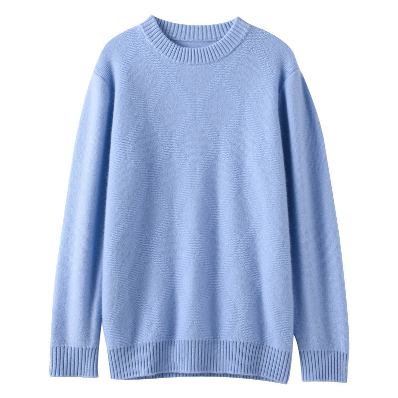 Herren Feiner Rundhals‑Pullover mit dezenter Rautenstruktur aus Kaschmir‑Mix Shop Nory