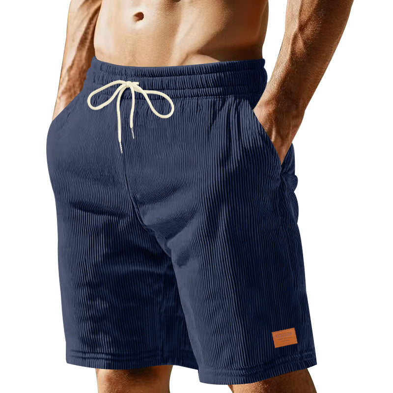 Herren nan lässige Bermudashorts aus feinstrukturiertem Baumwollmix mit elastischem Bund und Kordelzug