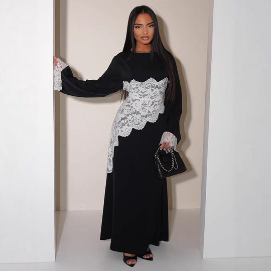 Damen Lagenlook-Spitzen-Tunika mit Bindegürtel und asymmetrischem Saum Shop Nory