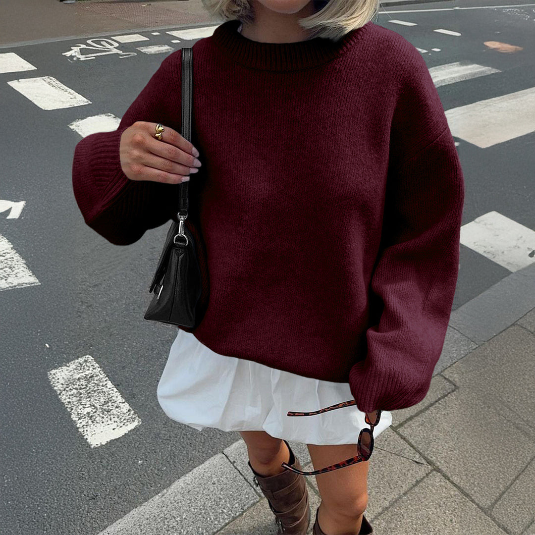 Damen nan Oversize-Feinstrickpullover mit Stehkragen, verlängerter Rückenpartie und Ballonärmeln Shop Nory