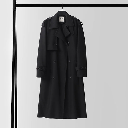 Herren Zeitloser Doppelreihiger Trenchcoat mit Taillengürtel, Schulterklappen und Manschettenriemen Shop Nory
