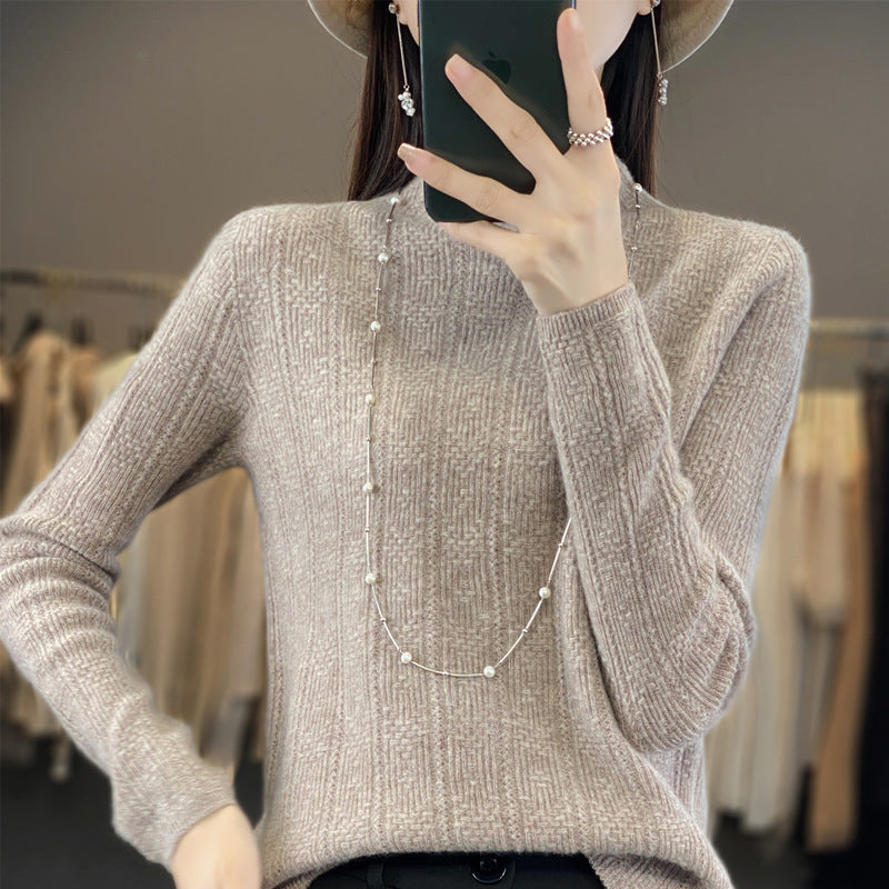 Damen Strukturierter Mockneck-Pullover aus kaschmirähnlicher Wollmischung Shop Nory