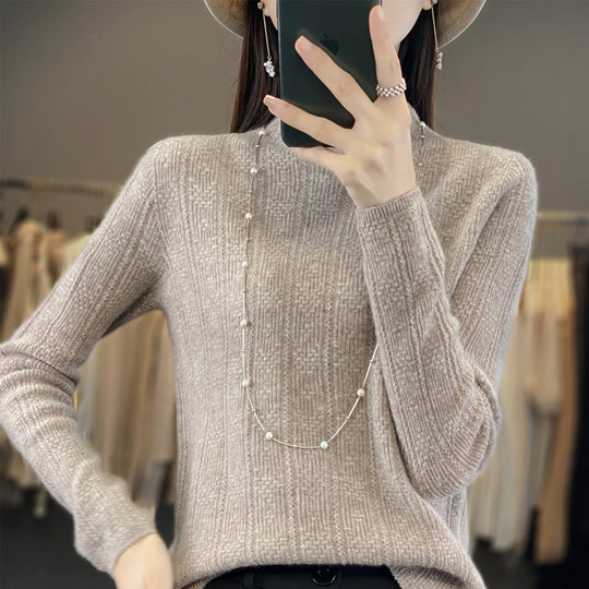 Damen Strukturierter Mockneck-Pullover aus kaschmirähnlicher Wollmischung Shop Nory