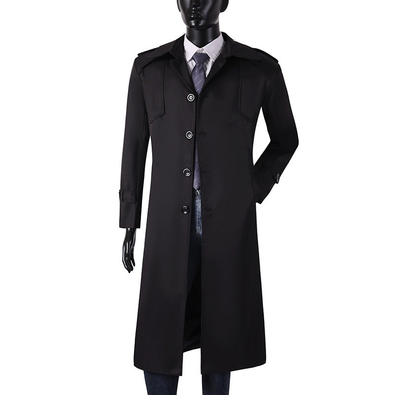 Herren Lang geschnittener Trenchcoat mit klassischem Revers und wasserabweisendem Finish Shop Nory