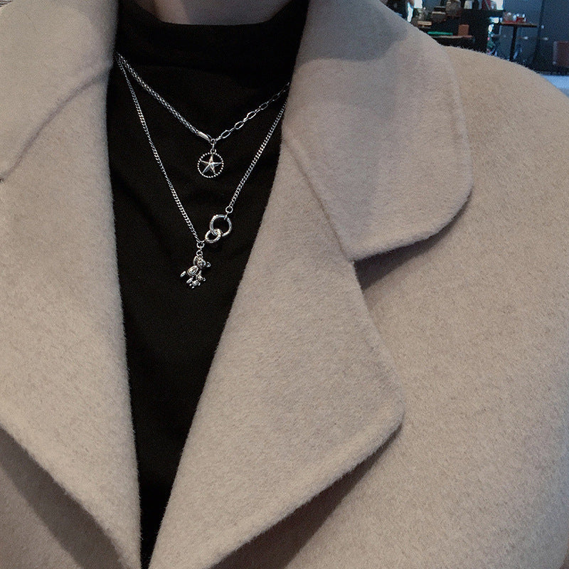 Damen Halskette mit doppeltem Gliederdesign und funkelndem Sternanhänger Shop Nory