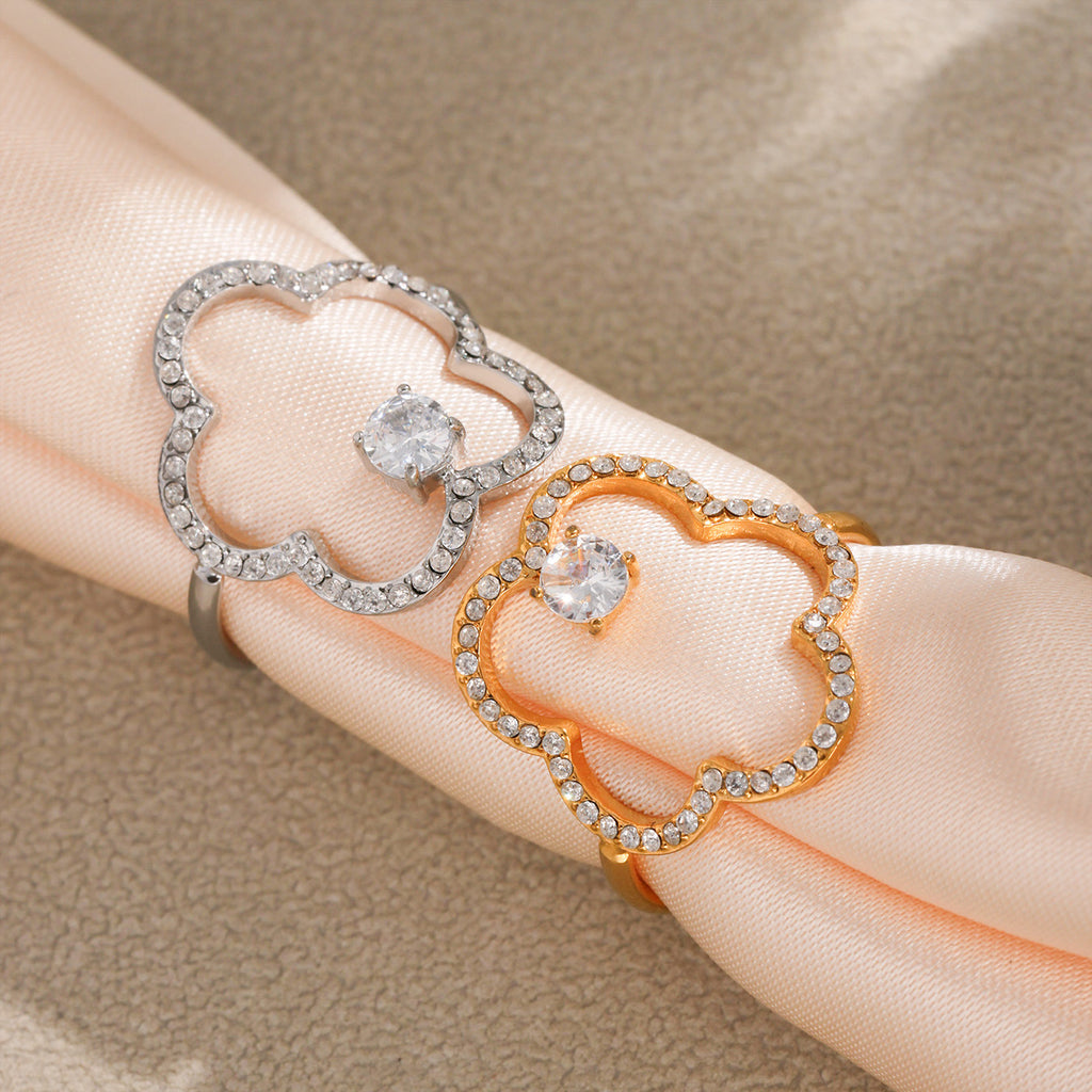 Damen Designring mit funkelndem Zirkonbesatz und hochwertigem Edelstahl Shop Nory