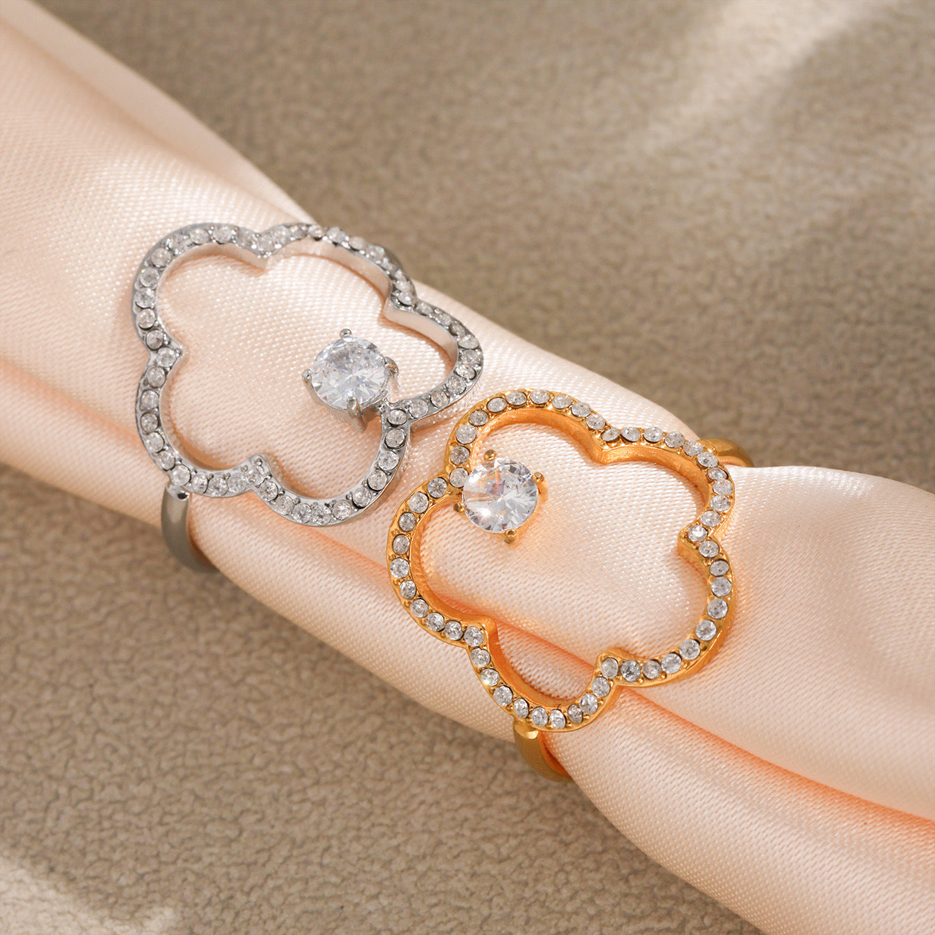Damen Designring mit funkelndem Zirkonbesatz und hochwertigem Edelstahl Shop Nory