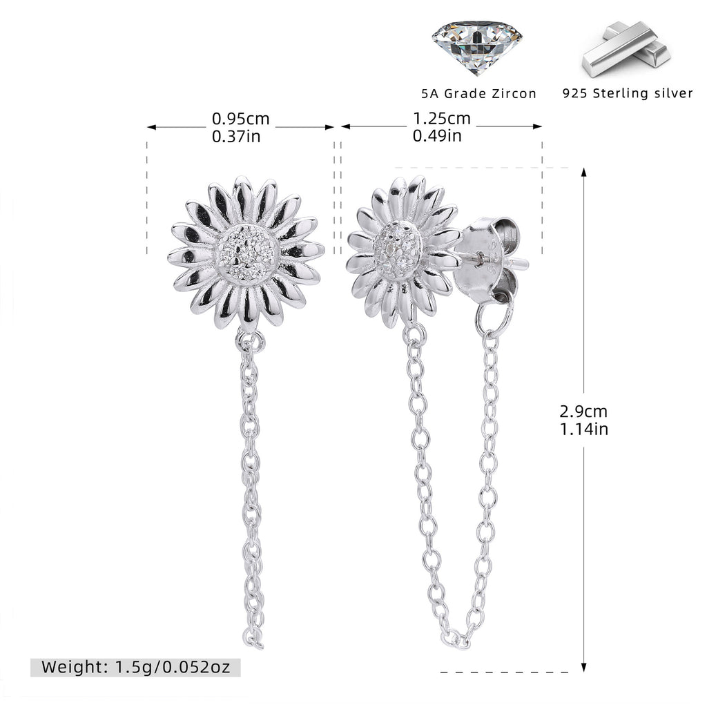 Damen Ohrhänger mit filigranem Sonnenblumen-Design und hochwertigem 925 Sterling Silber Shop Nory