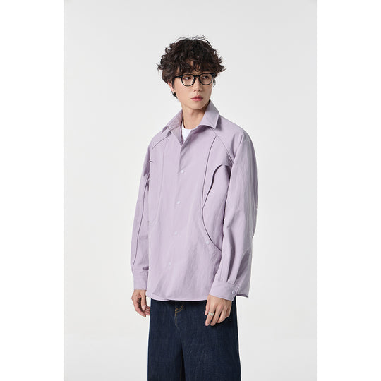 Damen Oversize-Hemdjacke mit geschwungener Teilnaht und Druckknopfleiste Shop Nory
