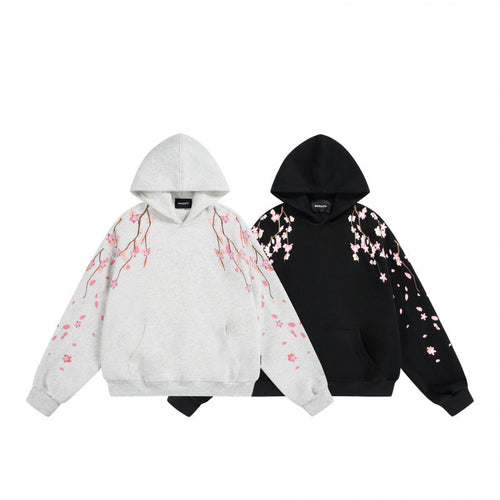 Unisex Oversize-Kapuzensweatshirt mit Kirschblüten-Print, Kängurutasche und lockerem Schnitt Shop Nory