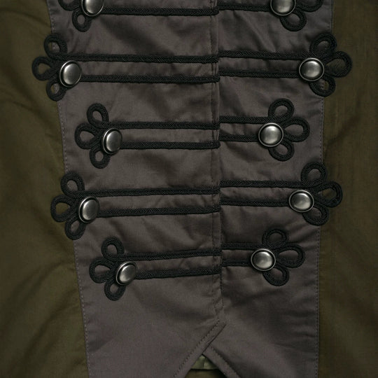 Damen Kurzjacke im Militärstil mit Stehkragen, Zierfrosch und Epauletten Shop Nory