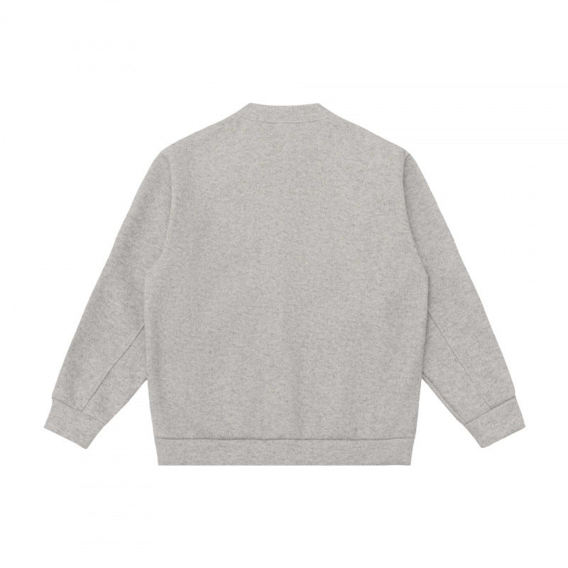 Unisex Lässige Knopfjacke aus Sweatstoff mit Stehkragen, gerippten Bündchen und Eingrifftaschen Shop Nory