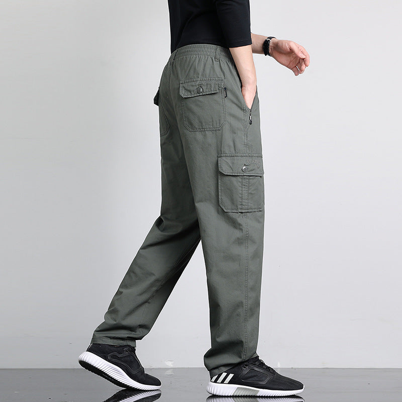 Herren Lockere Cargohose mit elastischem Bund, Multifach‑Taschen & geradem Bein Shop Nory