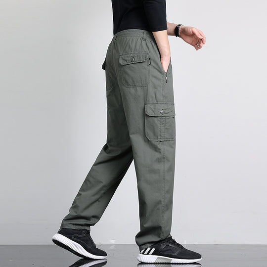 Herren Lockere Cargohose mit elastischem Bund, Multifach‑Taschen & geradem Bein Shop Nory
