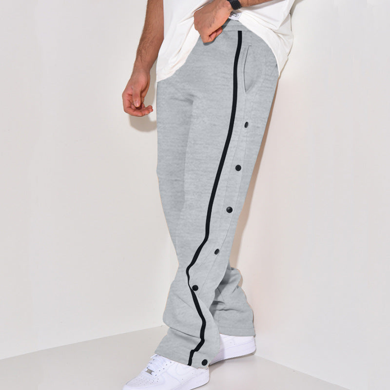 Herren Snap-Trackhose mit seitlichem Kontraststreifen, Druckknopf-Leiste und elastischem Bund Shop Nory