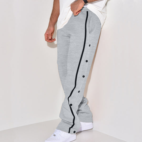 Herren Snap-Trackhose mit seitlichem Kontraststreifen, Druckknopf-Leiste und elastischem Bund Shop Nory