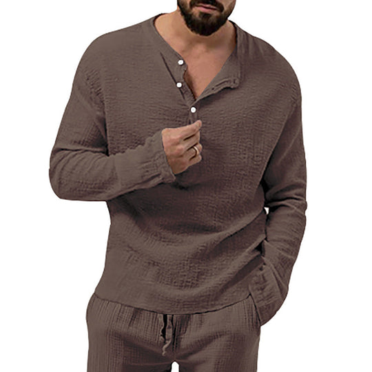 Herren Langarmshirt mit Knopfleiste Shopnory