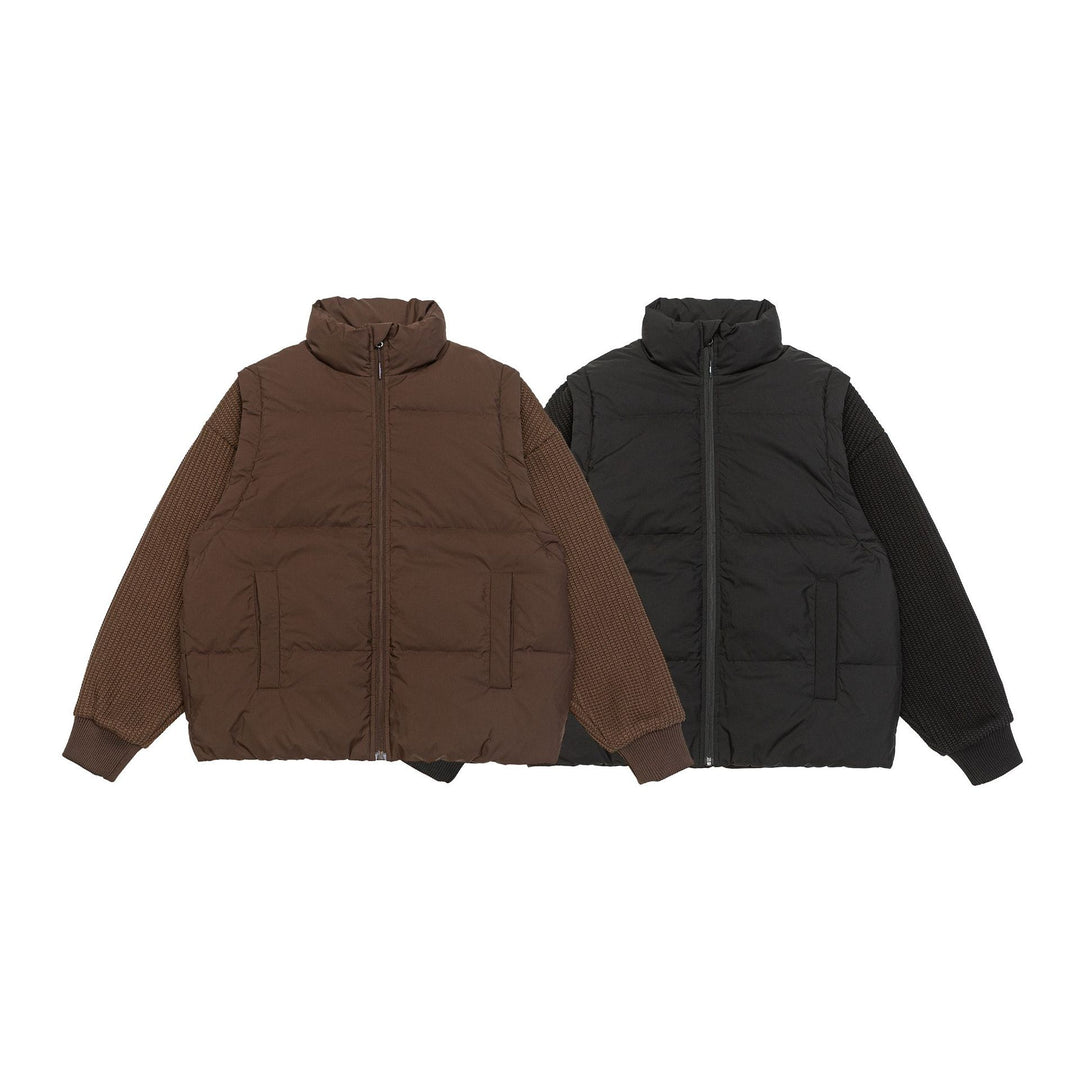 Herren Gefütterte Hybrid‑Steppjacke mit Strickärmeln und hohem Stehkragen Shop Nory