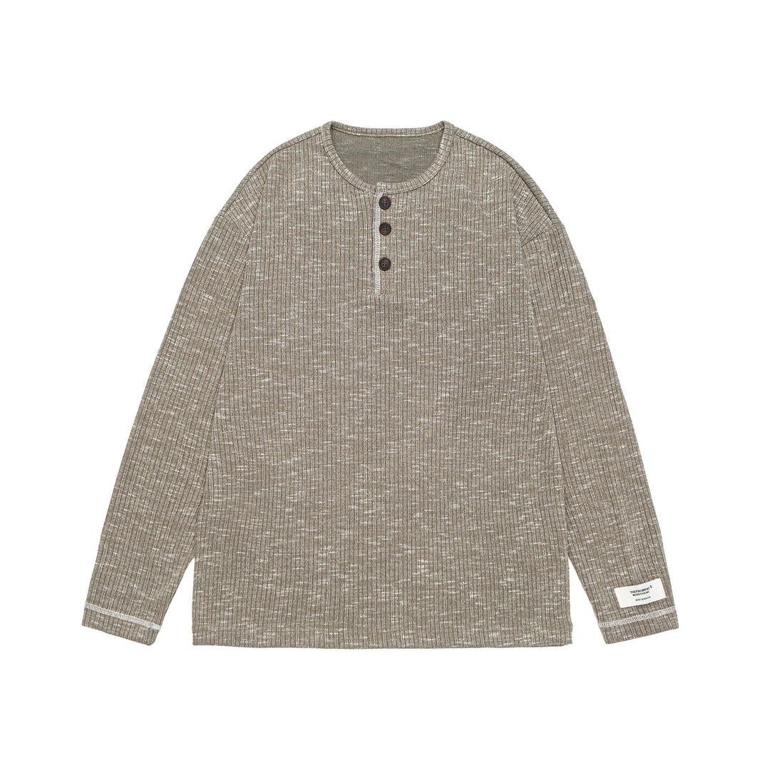 Unisex Gerippter Henley-Pullover mit Knopfleiste und Oversize-Silhouette Shop Nory