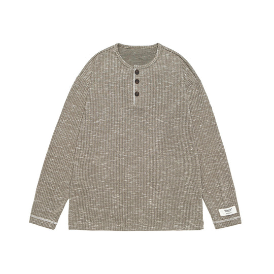 Unisex Gerippter Henley-Pullover mit Knopfleiste und Oversize-Silhouette Shop Nory