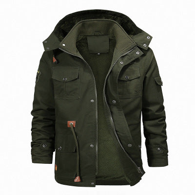 Herren robuster Canvas-Fieldparka mit Teddyfleece-Innenfutter, Kapuze und Multifunktions-Taschen Shop Nory