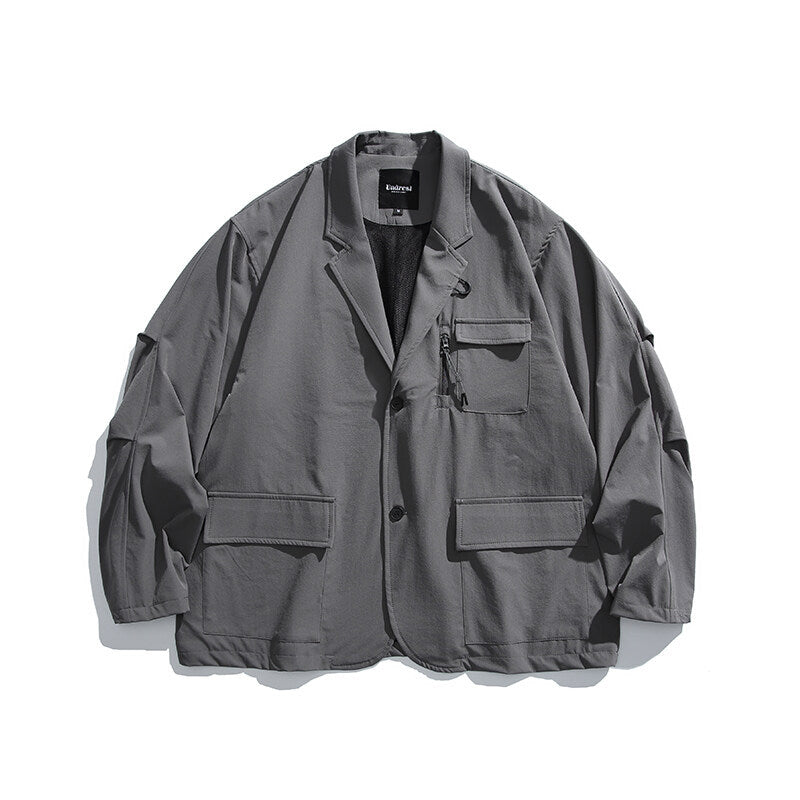 Herren Oversized Utility-Sakko mit multifunktionalen Taschen Shop Nory