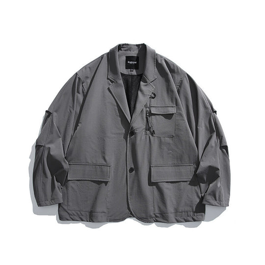 Herren Oversized Utility-Sakko mit multifunktionalen Taschen Shop Nory