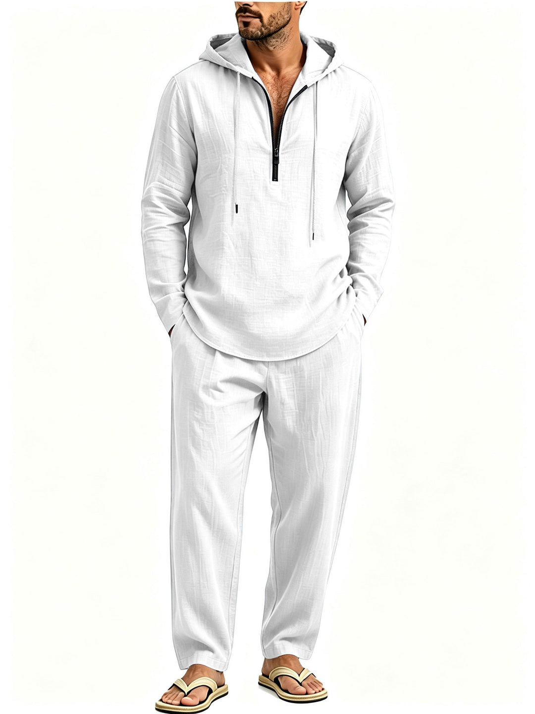 Herren Lässiges Lounge-Set mit Halbzip-Kapuzenpullover und locker sitzender Freizeit-Hose Shop Nory