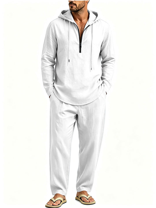 Herren Lässiges Lounge-Set mit Halbzip-Kapuzenpullover und locker sitzender Freizeit-Hose Shop Nory