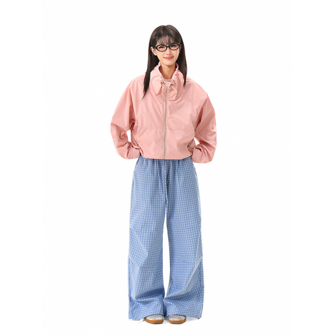 Damen Leichte Cropped Übergangsjacke mit hohem Stehkragen und Reißverschlusstaschen Shop Nory