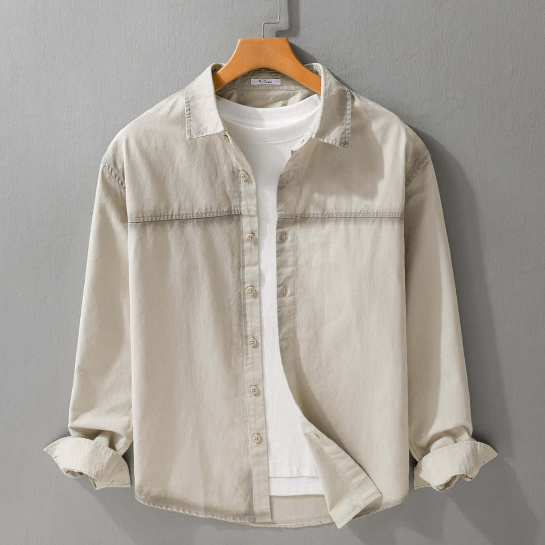 Herren Hemdjacke im Oversize-Stil mit verwaschenen Kanten und klassischem Kentkragen Shop Nory