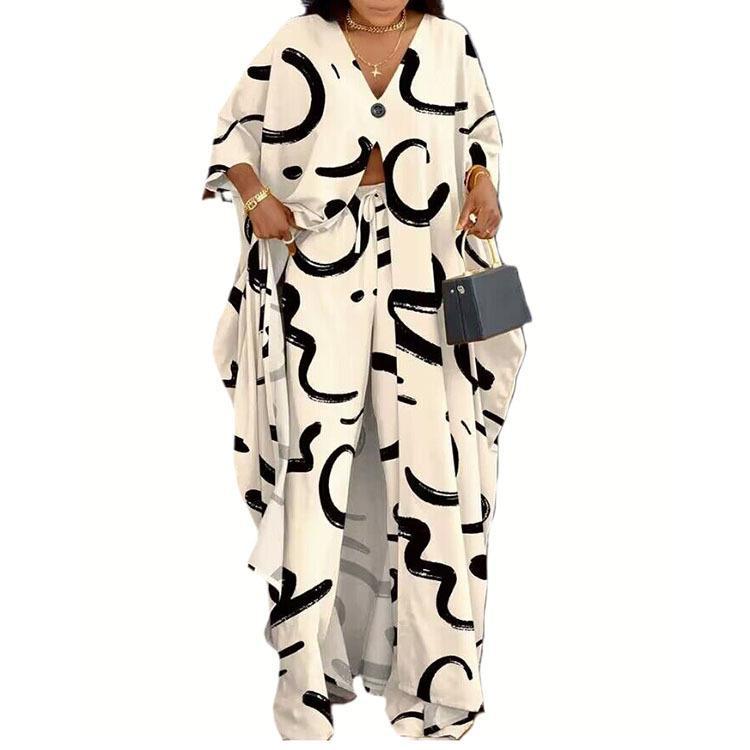 Damen Set aus kimonoartigem Oberteil und weitem Hosen Shopnory