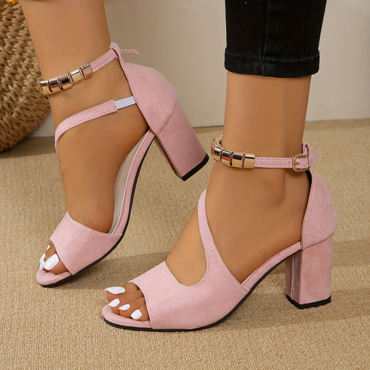 Damen Absatzsandalen mit transparenten Riemen und glitzerndem Akzent