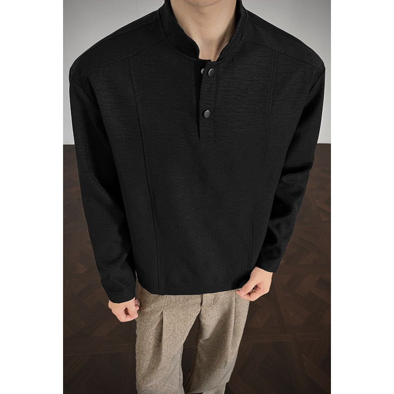 Herren Lässiger Longsleeve mit Stehkragen Shop Nory