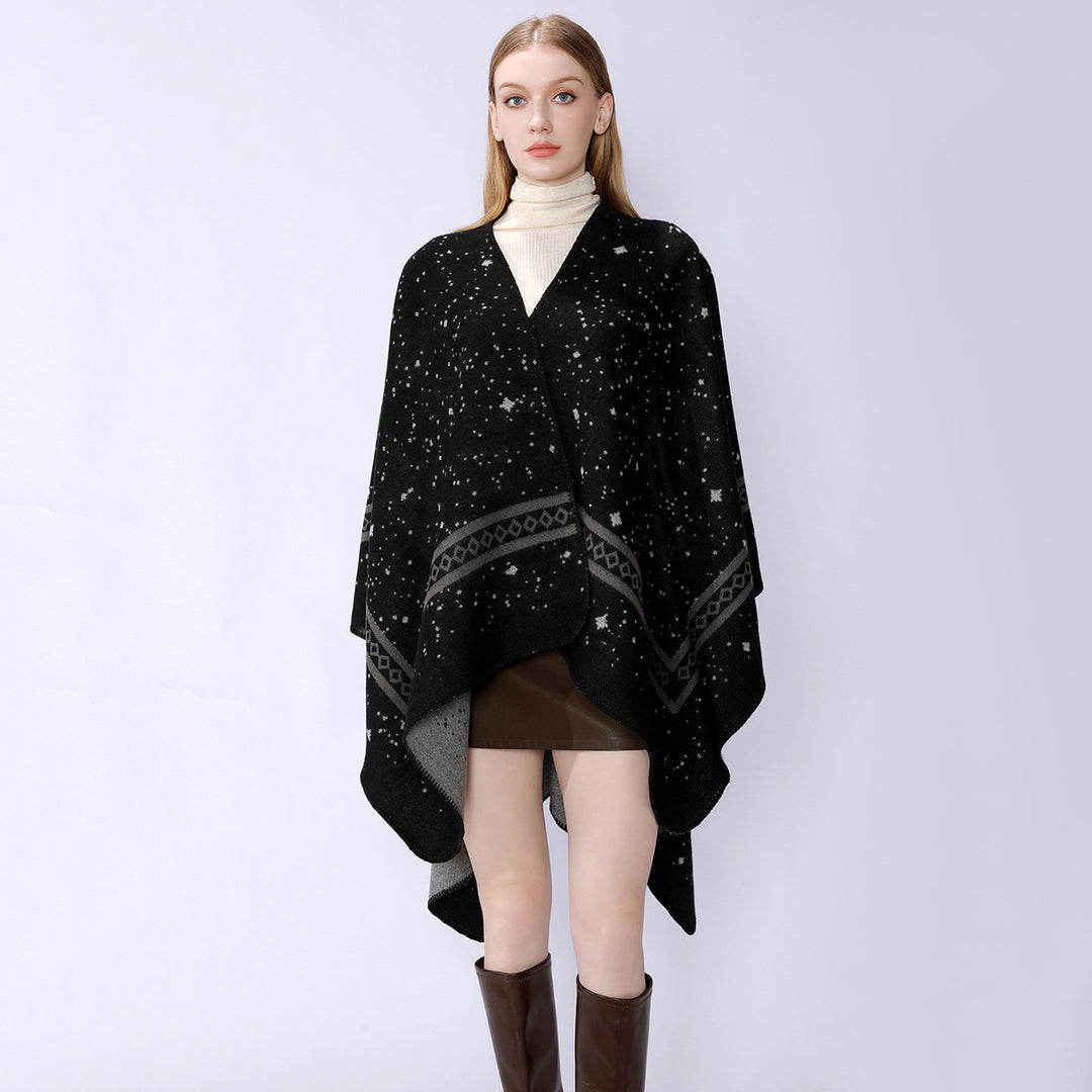 Damen Oversize-Umhangcape aus Wollmix mit zweifarbiger Wendestruktur Shop Nory