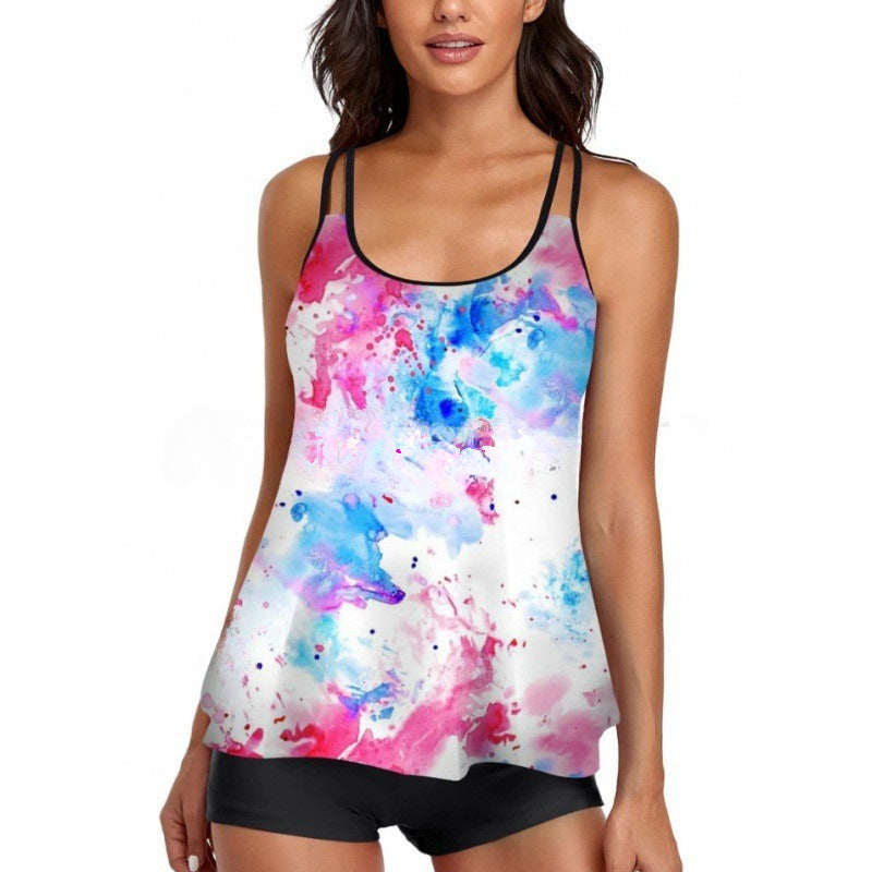 Damen Sportliches Tankini-Set mit bequemem Shorts und verstellbaren Trägern Shopnory